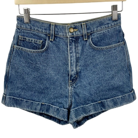 ❌SOLD❌ American Apparel | Cuffed High Waist Non-Stretch Jean Shorts Size 28 - Picture 3 of 7